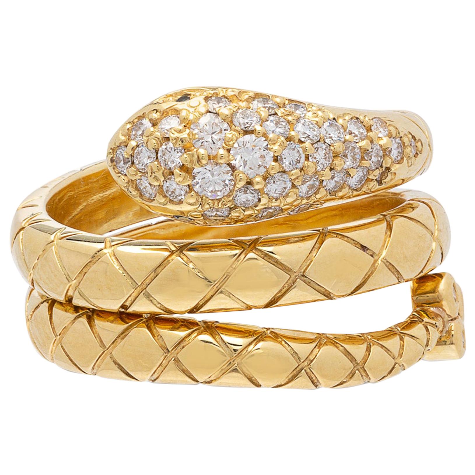 Temple St. Clair Diamond and Gold Snake Ring