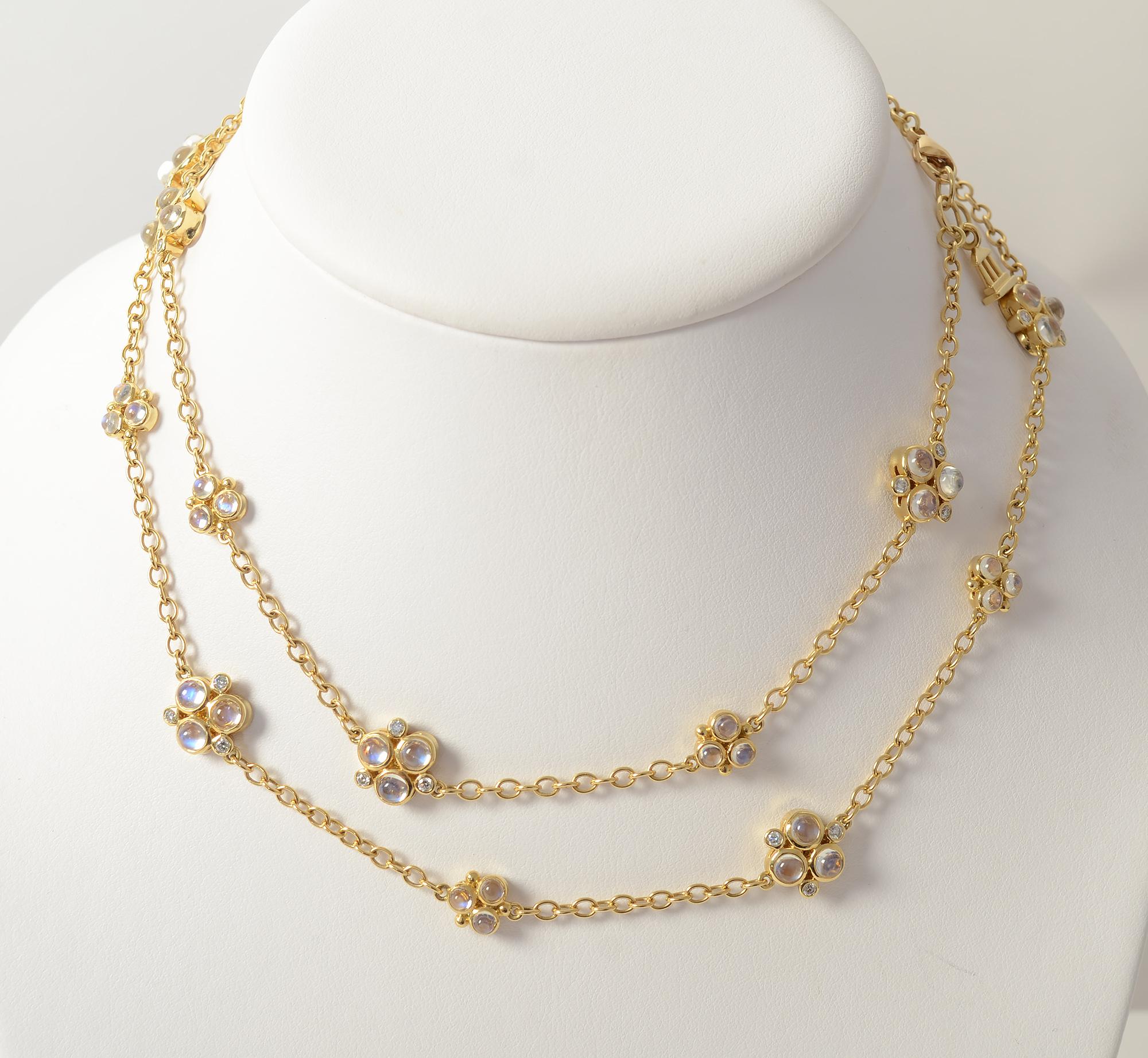 Brilliant Cut Temple St. Clair Diamond and Moonstone Long Chain Necklace