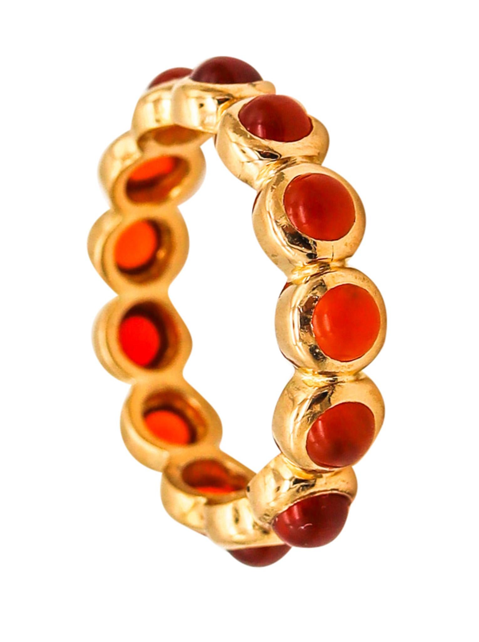 Temple St Clair Eternity Ring in Solid 22Kt Yellow Gold With 2.34 Ctw Carnelians For Sale