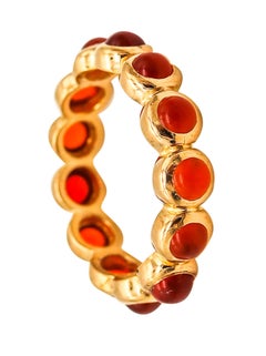Vintage Temple St Clair Eternity Ring in Solid 22Kt Yellow Gold With 2.34 Ctw Carnelians