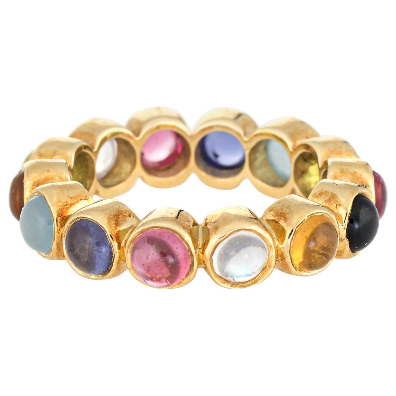 Temple St Clair Eternity Ring Multi-Color Gemstone 18 Karat Yellow Gold