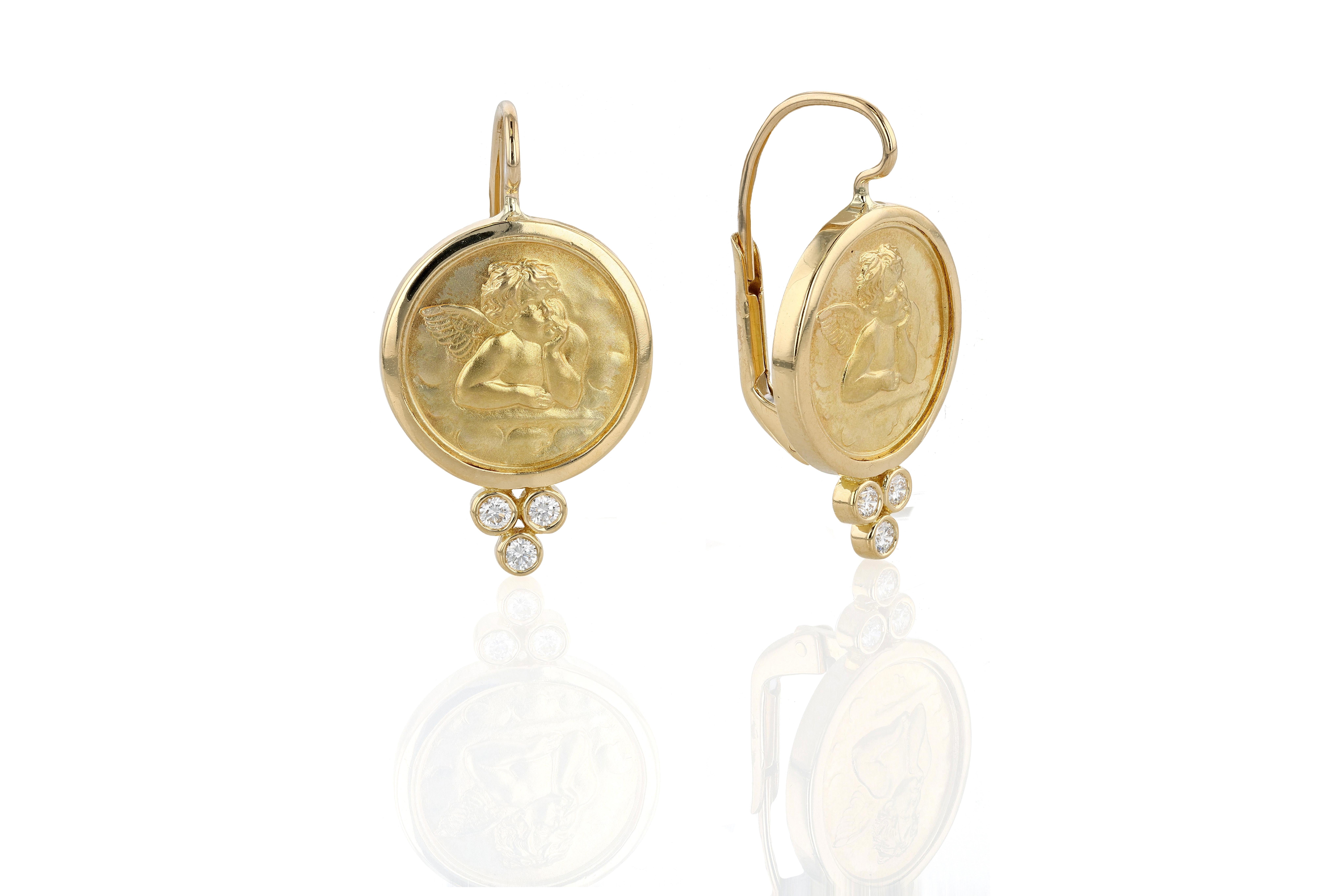 Temple St. Clair Gold und Diamant Cherub Ohrringe (Neoetruskisch) im Angebot