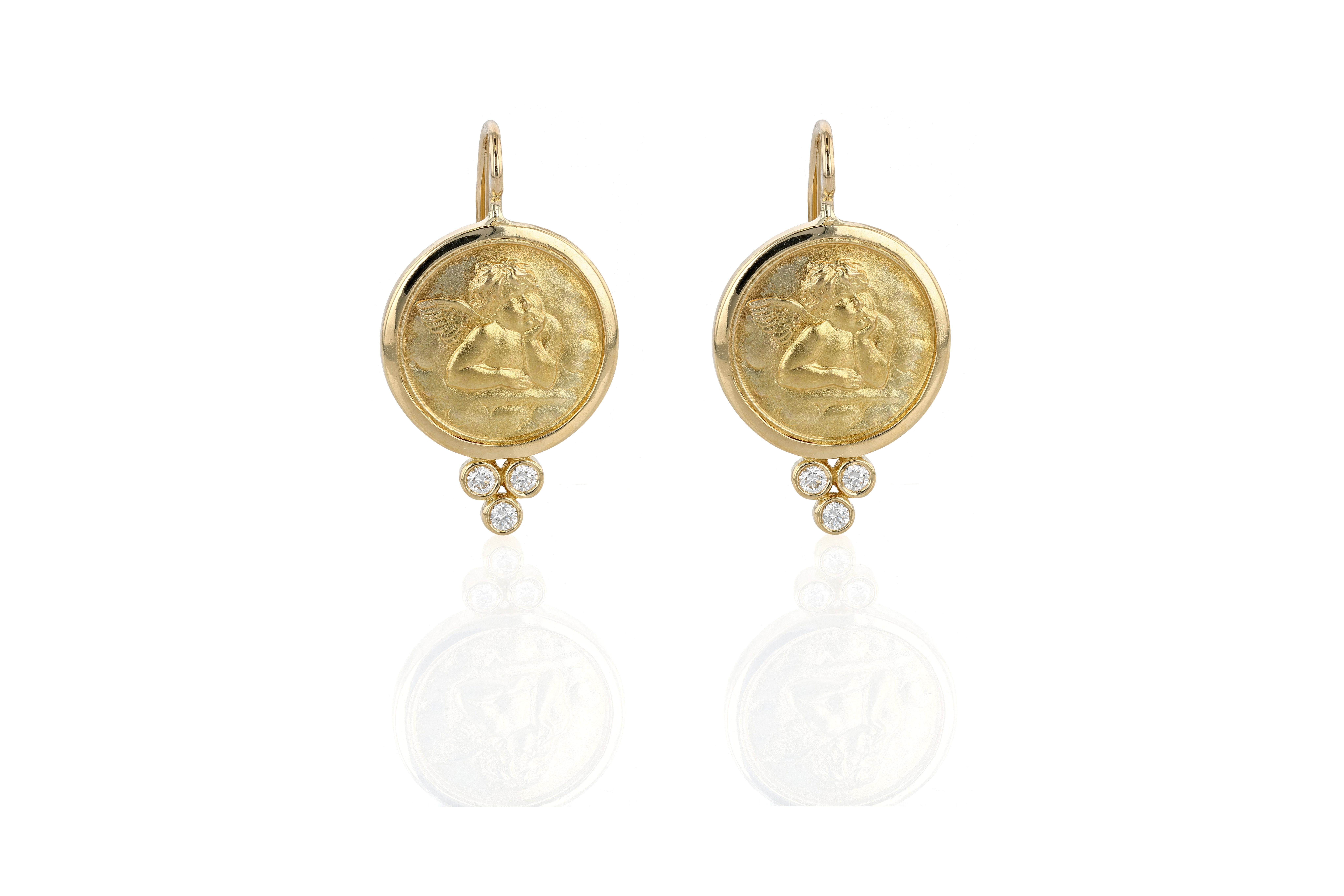 Temple St. Clair Gold und Diamant Cherub Ohrringe im Zustand „Hervorragend“ im Angebot in Princeton, NJ