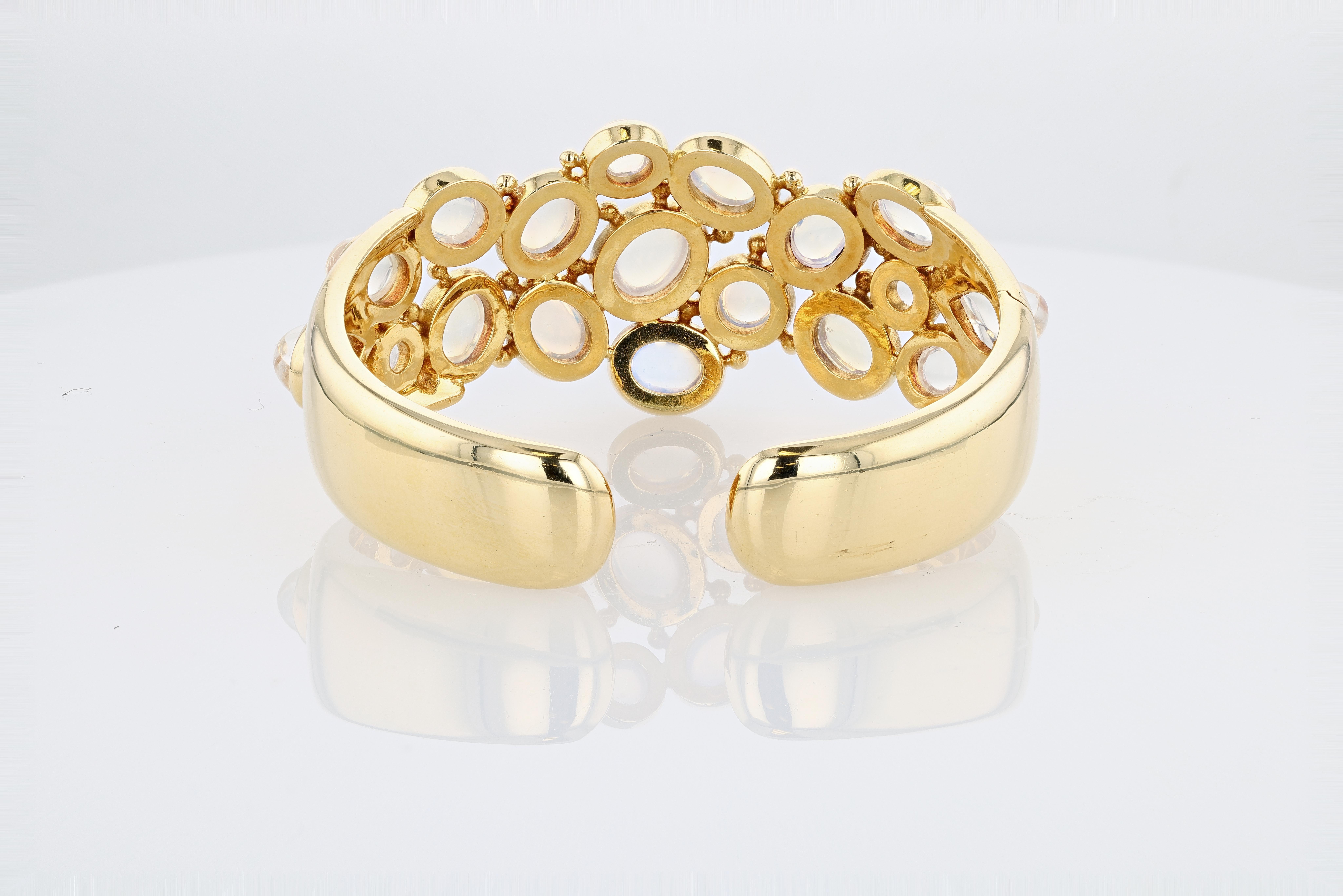 Contemporary Temple St. Clair gold and royal blue moonstone cluster cuff bracelet