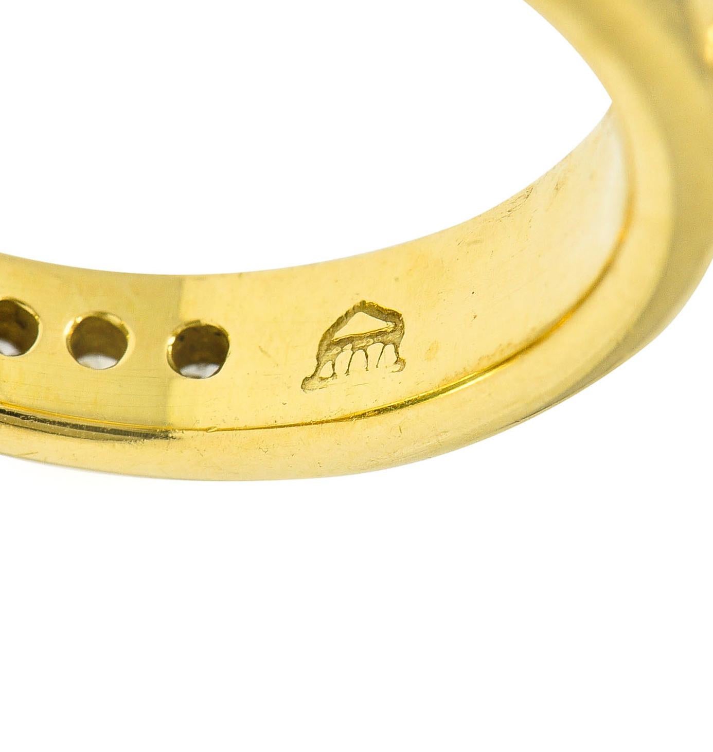 Mixed Cut Temple St. Clair Green Beryl Diamond 18 Karat Gold Gemstone Ring For Sale