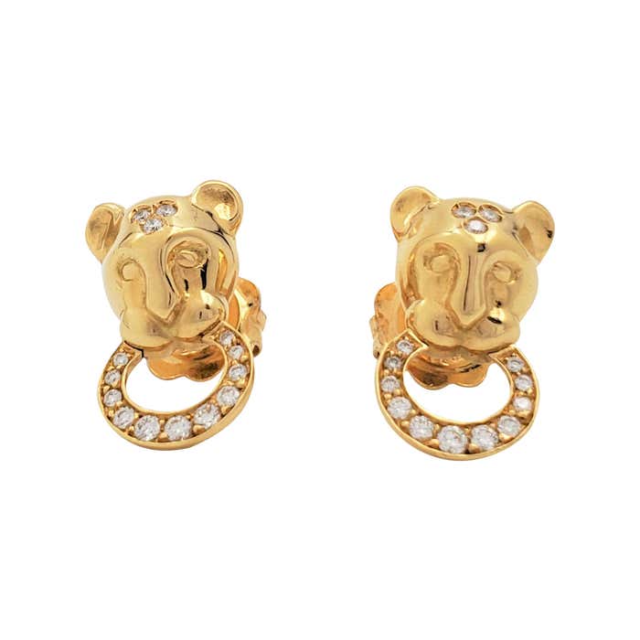 Temple St. Clair 'Lion Cub' Yellow Gold and Diamond Earrings at 1stDibs