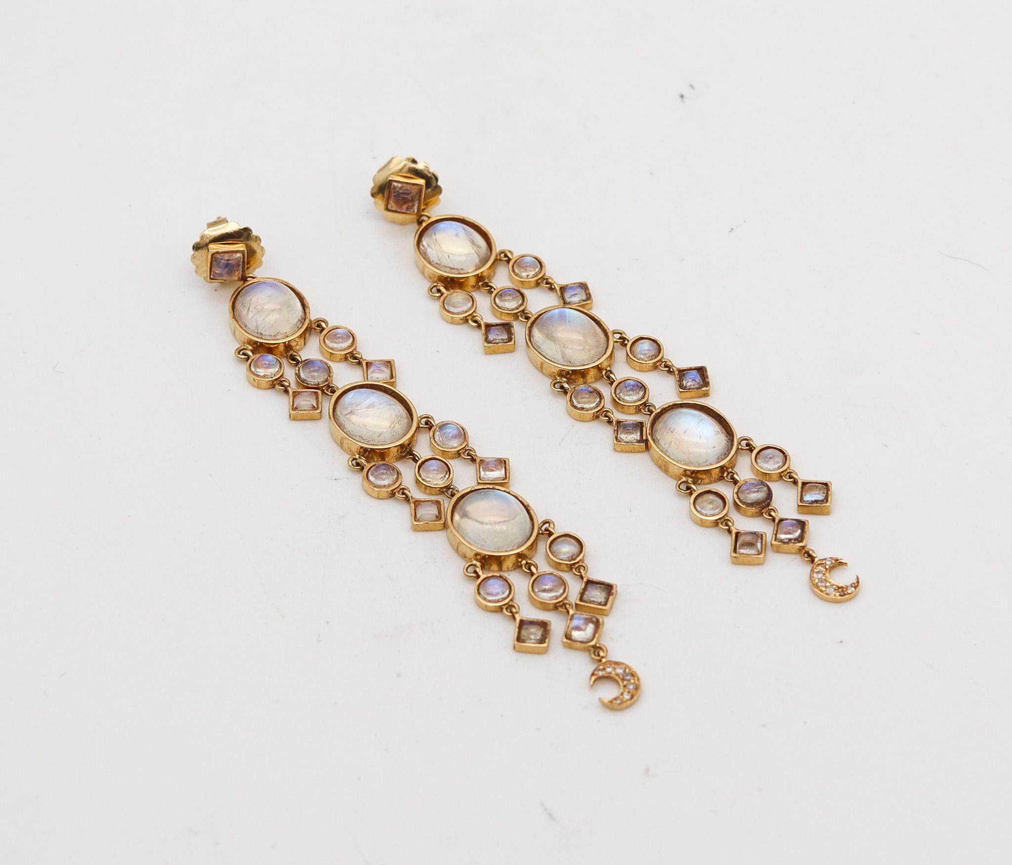 Long Dangle-drops earrings designed by Temple St. Claire.

Beautiful long dangle earrings, created by the jewelry designer Temple St. Clair. These drop earrings has been crafted at her workshop studio in Italy in solid yellow gold of 18 karats with