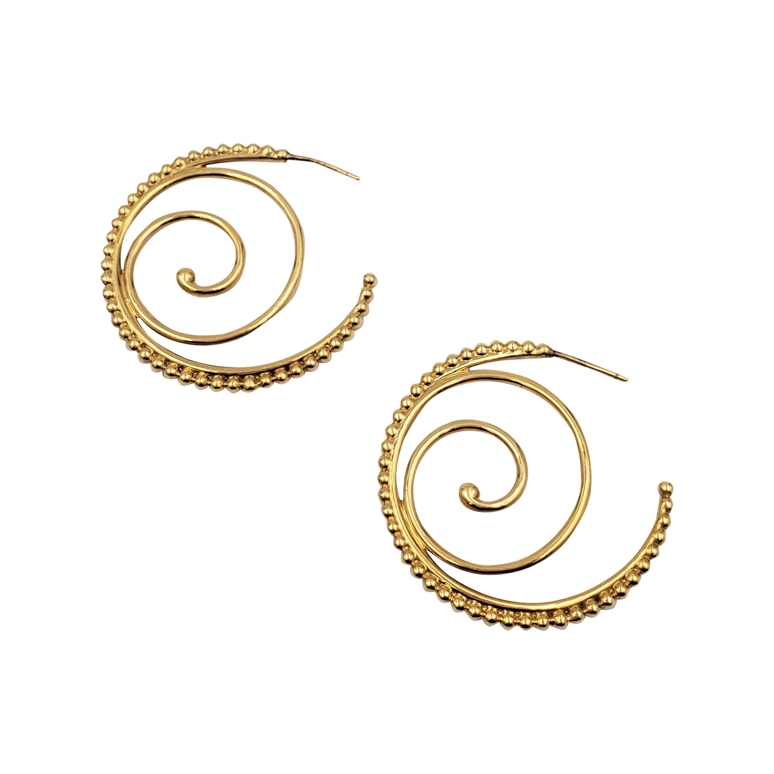 Temple St. Clair 'Midnight Oasis Arabesque' Yellow Gold Hoop Earrings