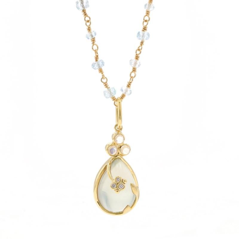 Verkaufspreis: $7500

Marke: Temple St. Clair

Metallgehalt: 18k Gelbgold

Informationen zu Stein
Natürlicher Mondstein
Schliff: Birnen-Cabochon & Rund-Cabochon

Natürliche Aquamarine
Schnitt: Rondelle Perle
Farbe: Blau

Natürliche