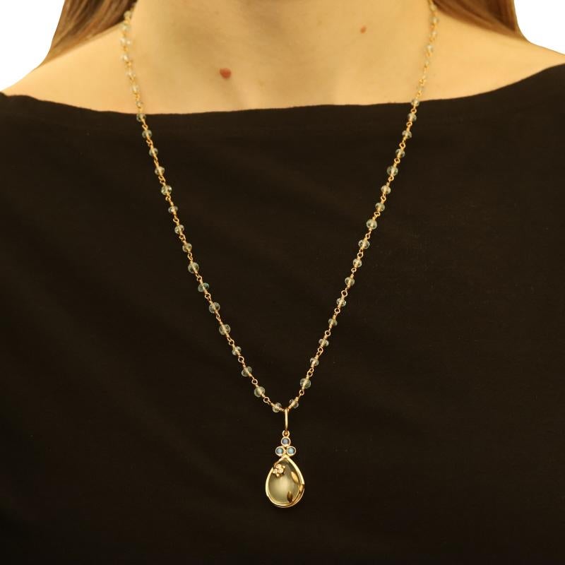 Temple St. Clair Mondstein Aquamarin Diamant-Halskette 24