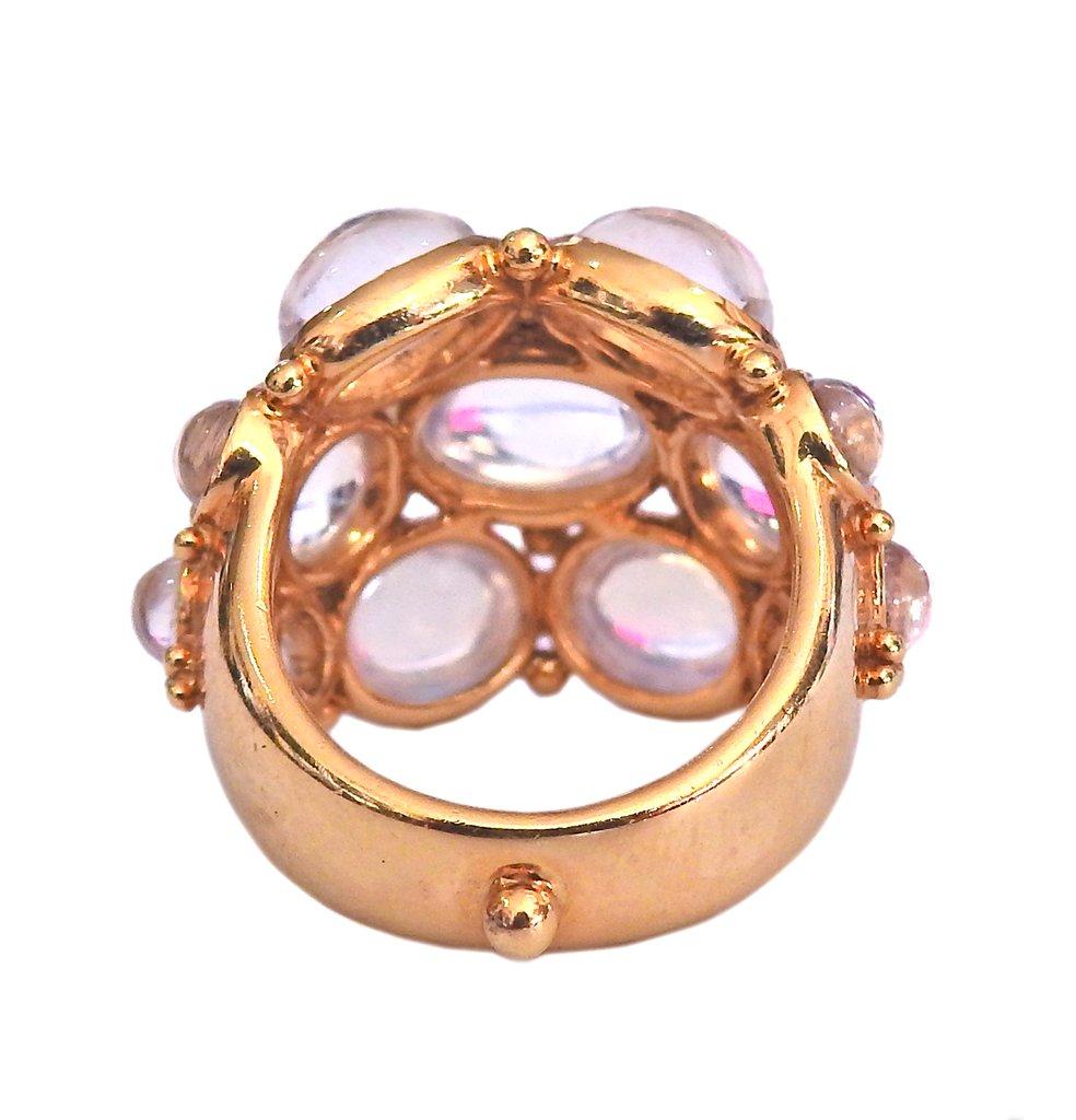 Temple St. Clair Moonstone Cabochon Gold Cocktail Ring In Excellent Condition In Lambertville, NJ