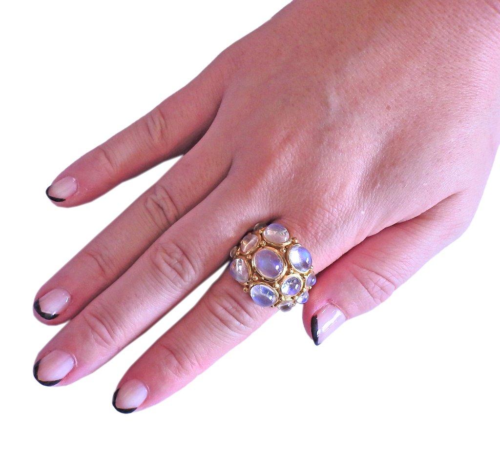 Women's Temple St. Clair Moonstone Cabochon Gold Cocktail Ring