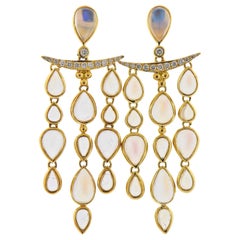 Temple St. Clair Mondstein-Diamant-Gold-Kronleuchter-Ohrringe