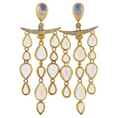 Temple St. Clair Moonstone Diamond Gold Chandelier Earrings