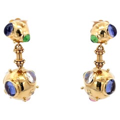 Temple St. Clair Moonstone Sapphire Emerald Earrings