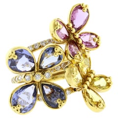Temple St. Clair Multi-Color Sapphire Gold Butterfly Ring