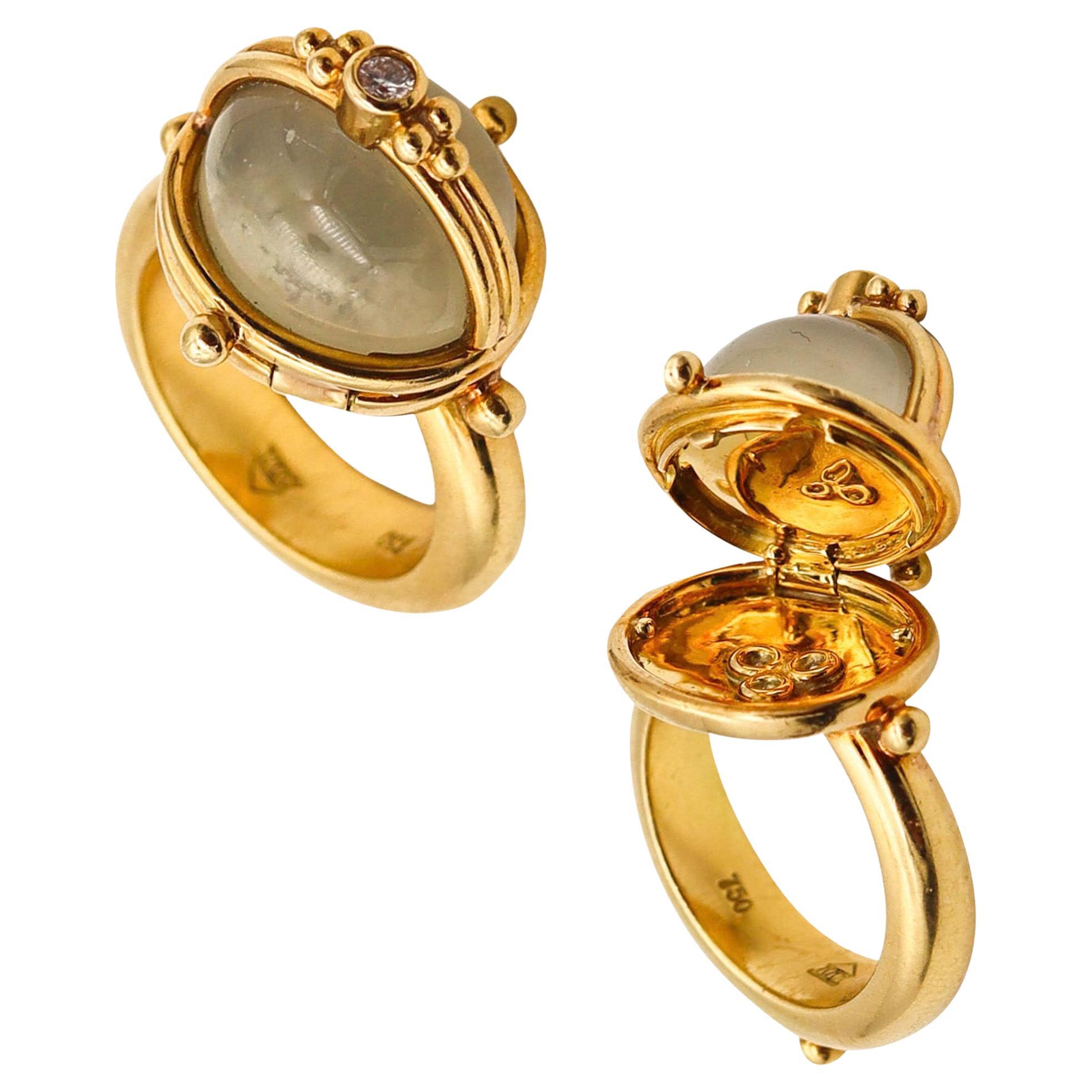 Temple St Clair Poison-Ring aus 18 Karat Gold mit 11,10 Karat Diamanten und Mondstein