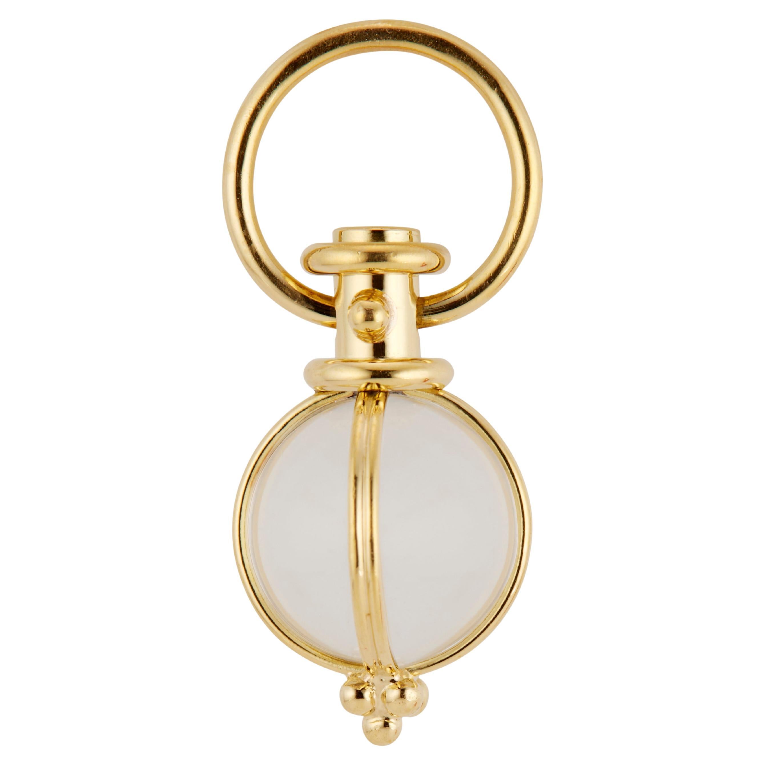 Temple St. Clair Rock Crystal Yellow Gold Pendant For Sale