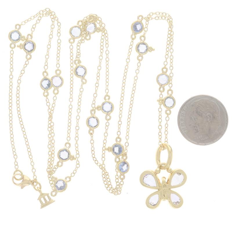 Temple St. Clair Sapphire Butterfly Pendant Necklace 31 3/4