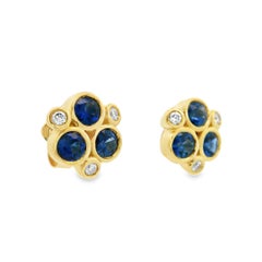 Clair Boucles d'oreilles saphir et diamant 18 carats Classic Trio En stock