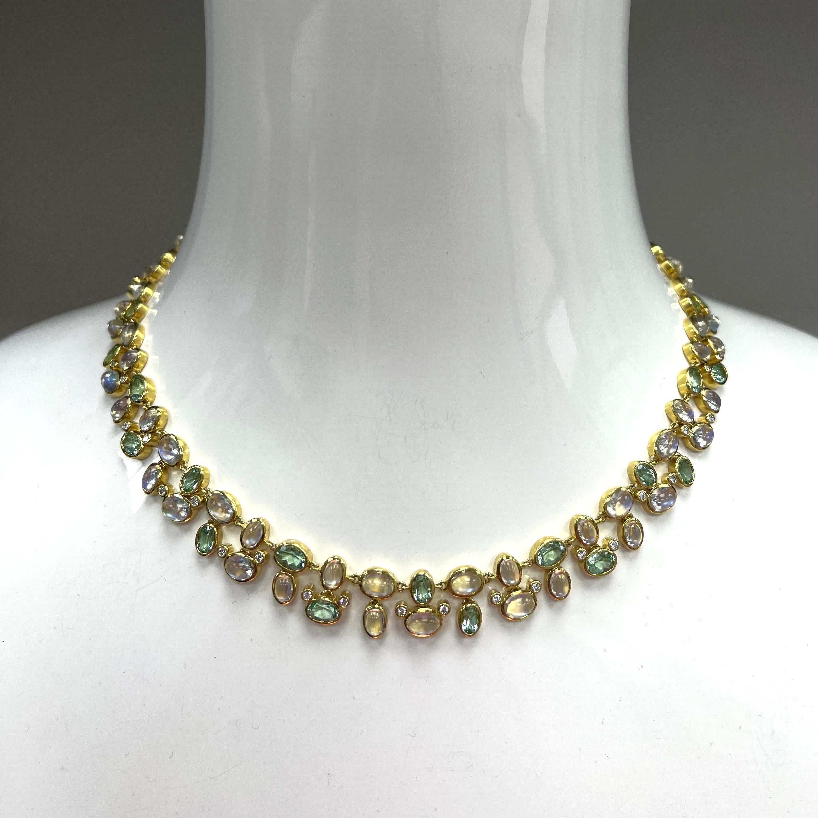 Women's Temple St. Clair Tourmaline Moonstone & Diamond Necklace For Sale