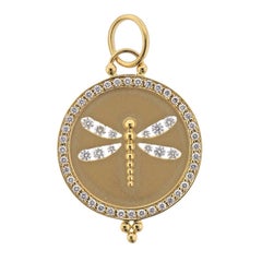 Temple St. Clair Tree of Life Dragonfly Diamond Gold Pendant