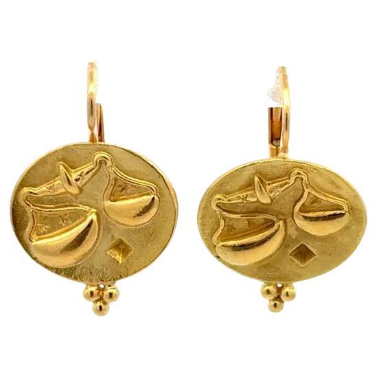 Temple St. Clair Weights and Measure Gold Vintage Designer Drop Earrings For Sale