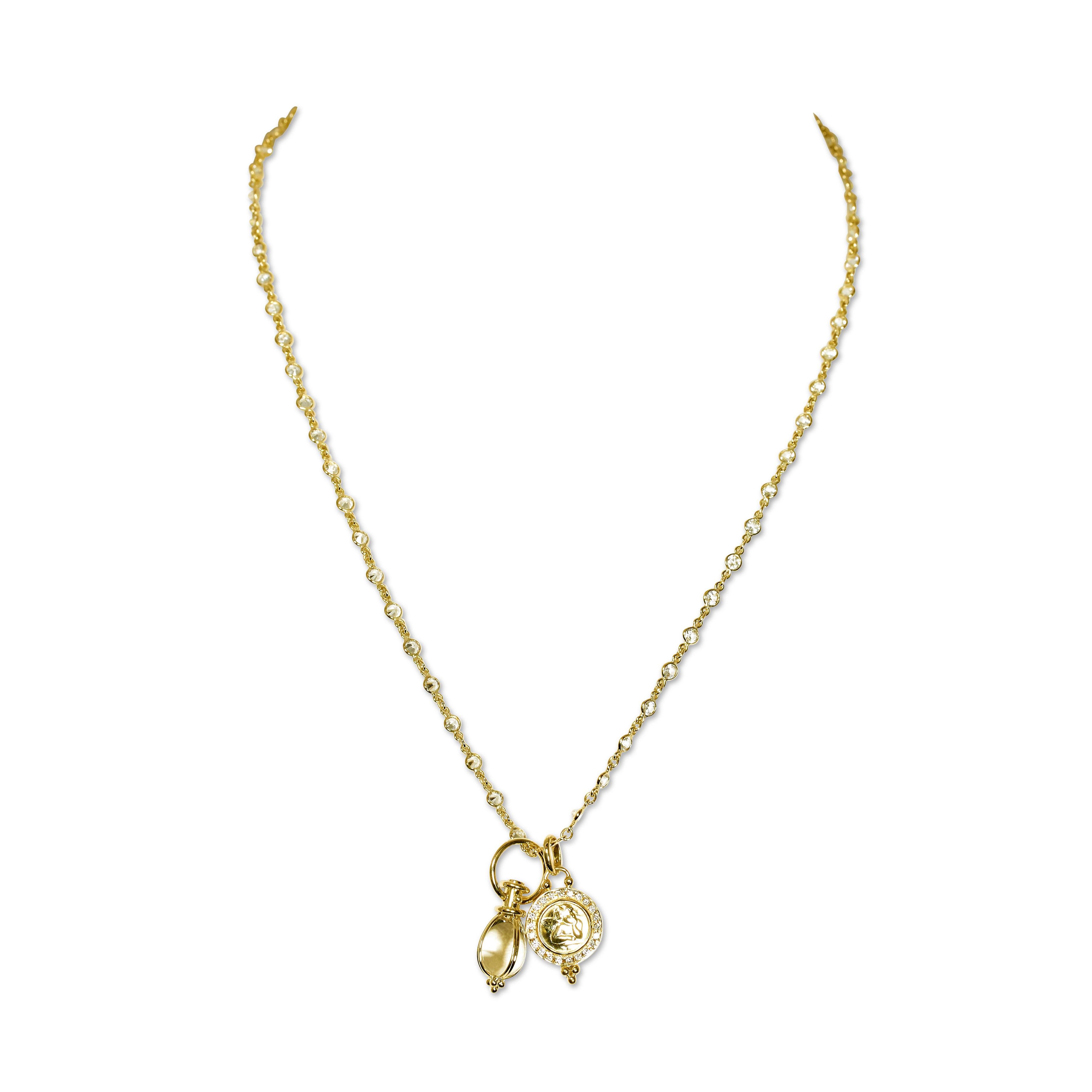 Temple St. Clair Halskette mit weißem Saphir und Diamant-Anhänger für Damen oder Herren