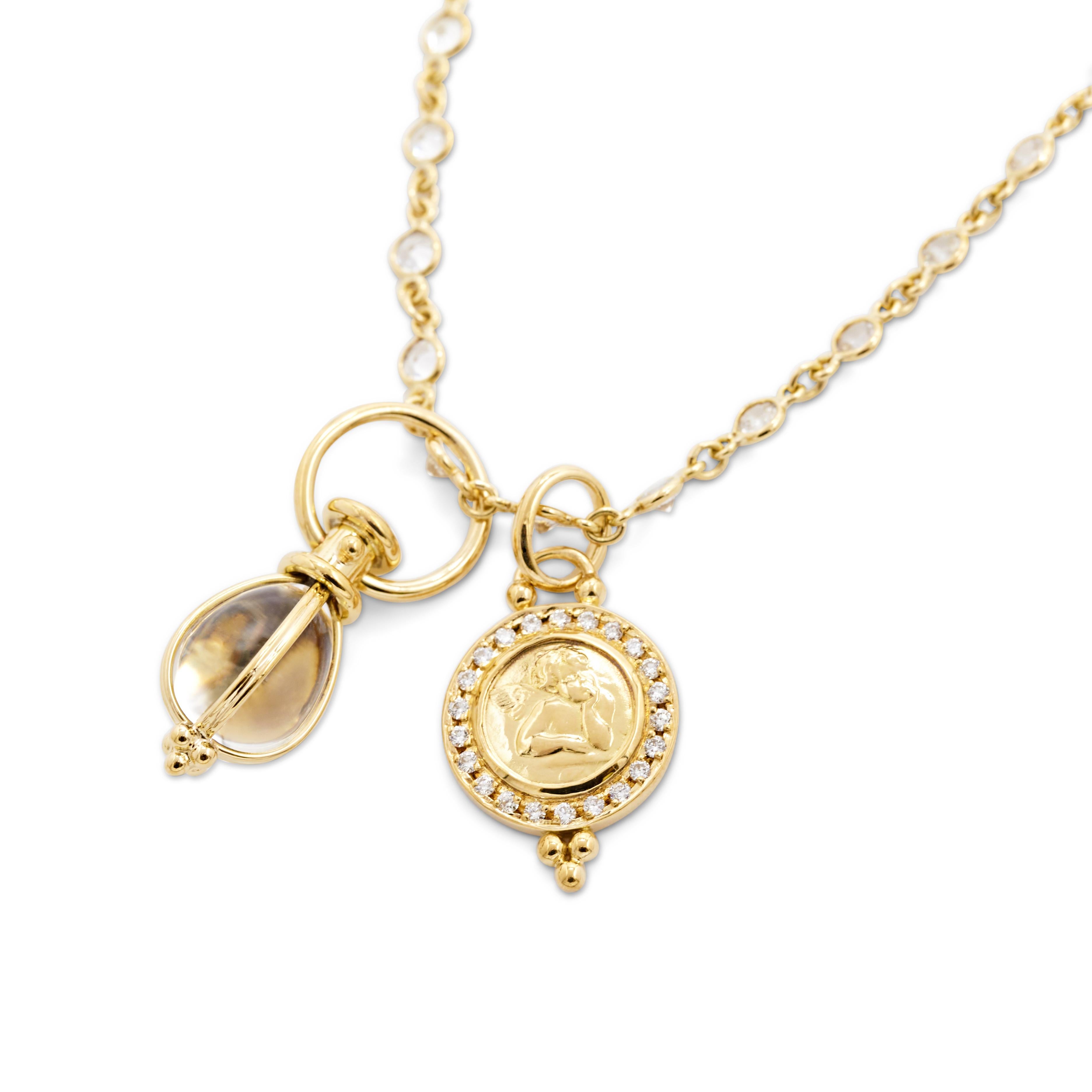 Temple St. Clair Halskette mit weißem Saphir und Diamant-Anhänger 1