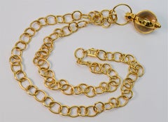 Temple St. Clair Yellow Gold Chain Necklace w Rock Crystal Gem Amulet Pendant