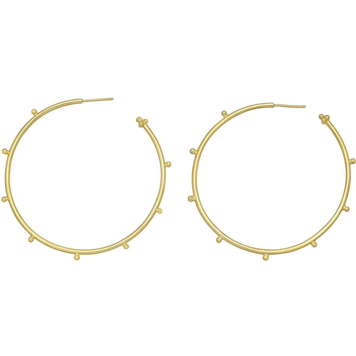 Temple St. Clair Yellow Gold Granulated Hoop Earrings