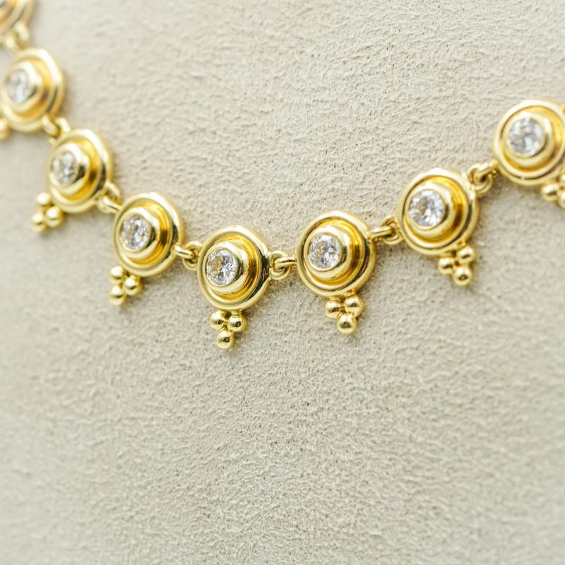 Temple St. Clair 18k Classic Diamant 5,65 tcw. Halskette aus Gelbgold mit Lünette (Rundschliff)