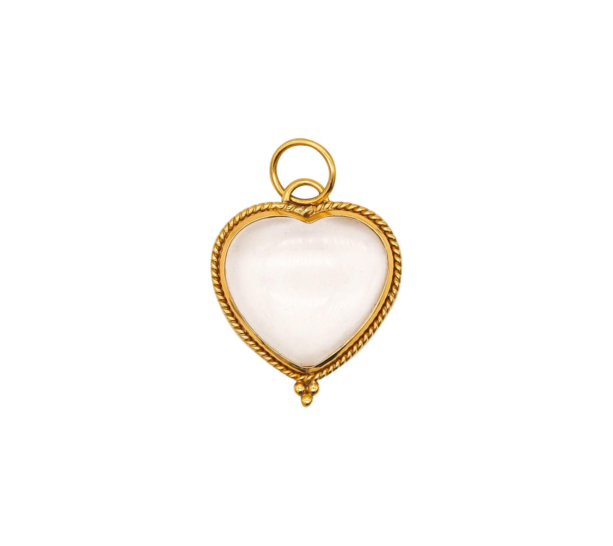 TEMPLE ST CLAIR Byzantine Heart Pendant In 22Kt Gold And 35 Ctw Rock Quartz 1