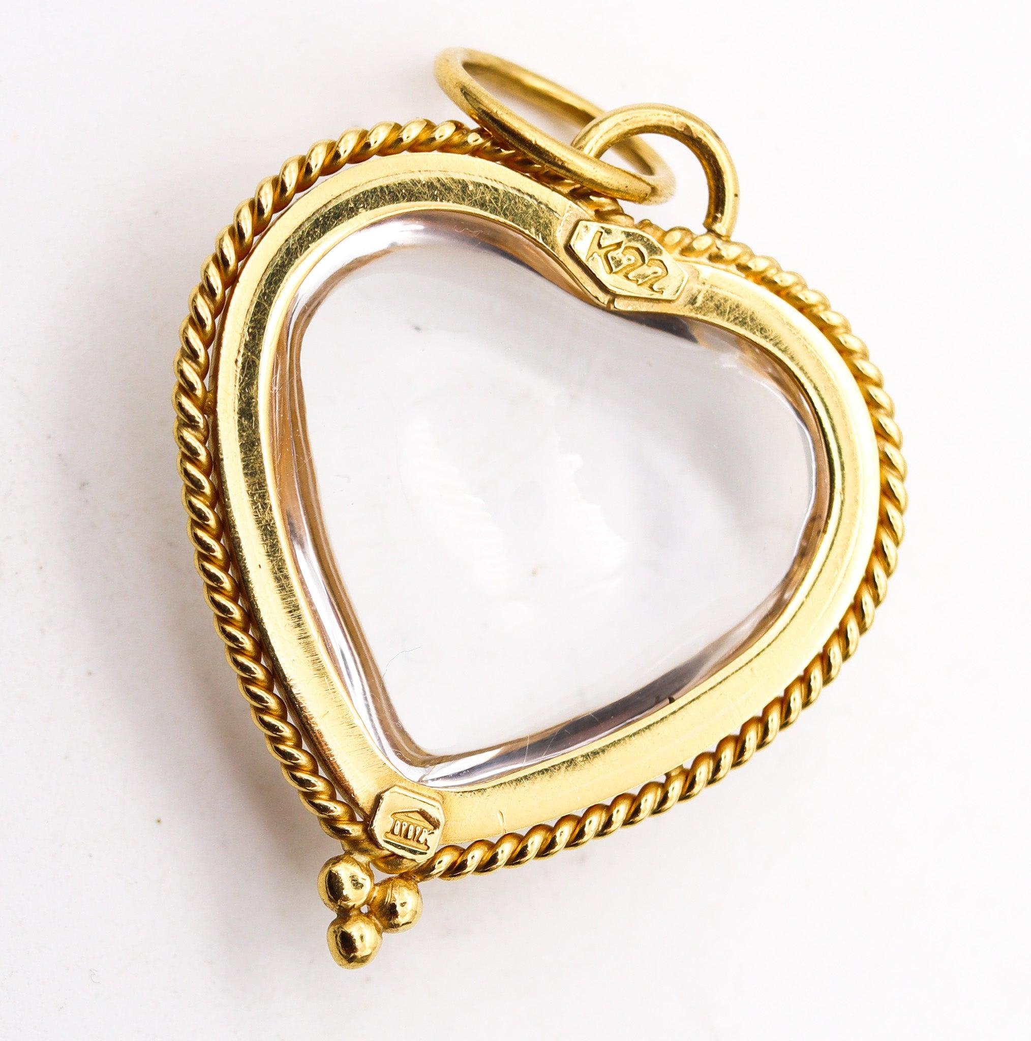 TEMPLE ST CLAIR Byzantine Heart Pendant In 22Kt Gold And 35 Ctw Rock Quartz 2