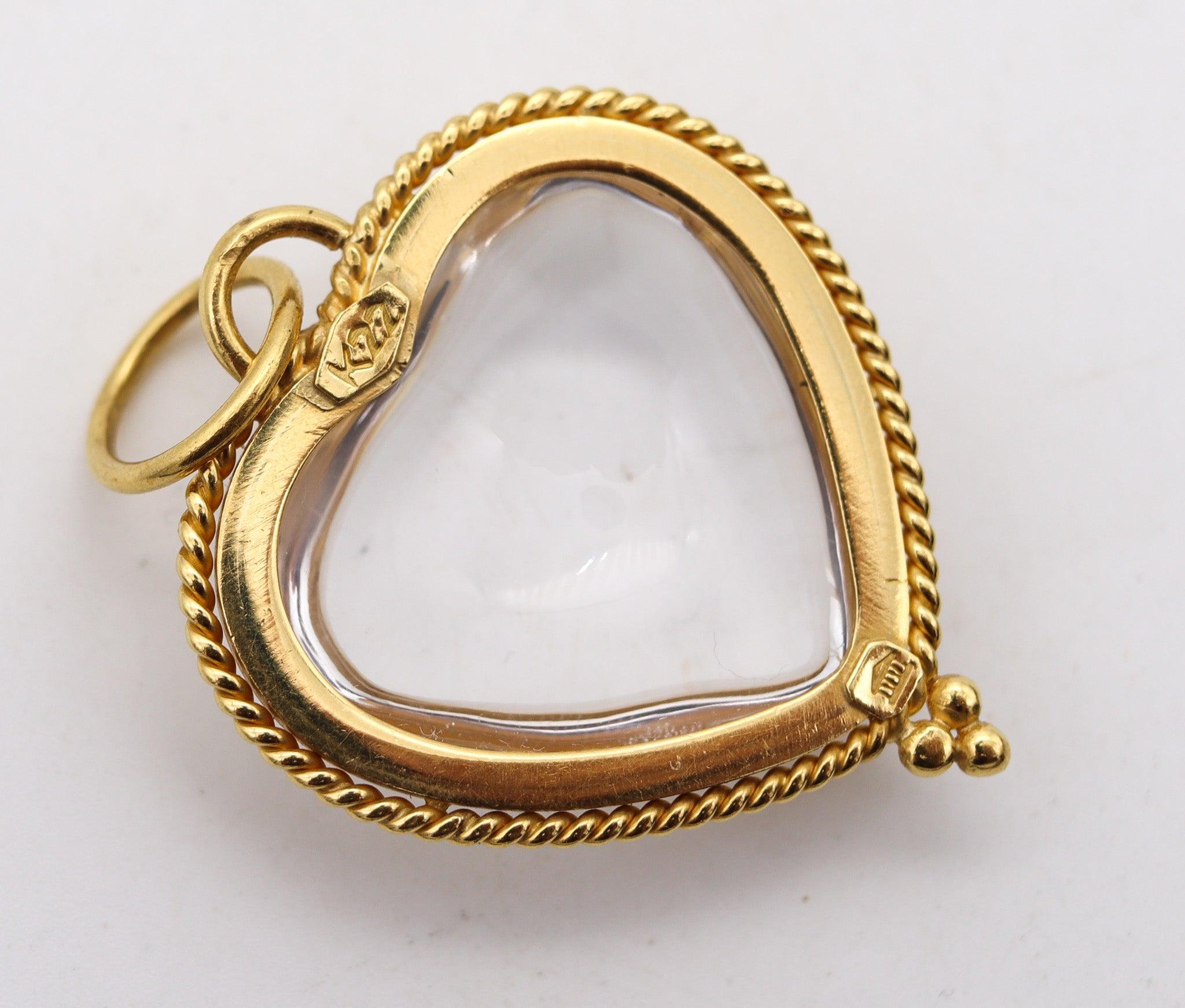TEMPLE ST CLAIR Byzantine Heart Pendant In 22Kt Gold And 35 Ctw Rock Quartz 3