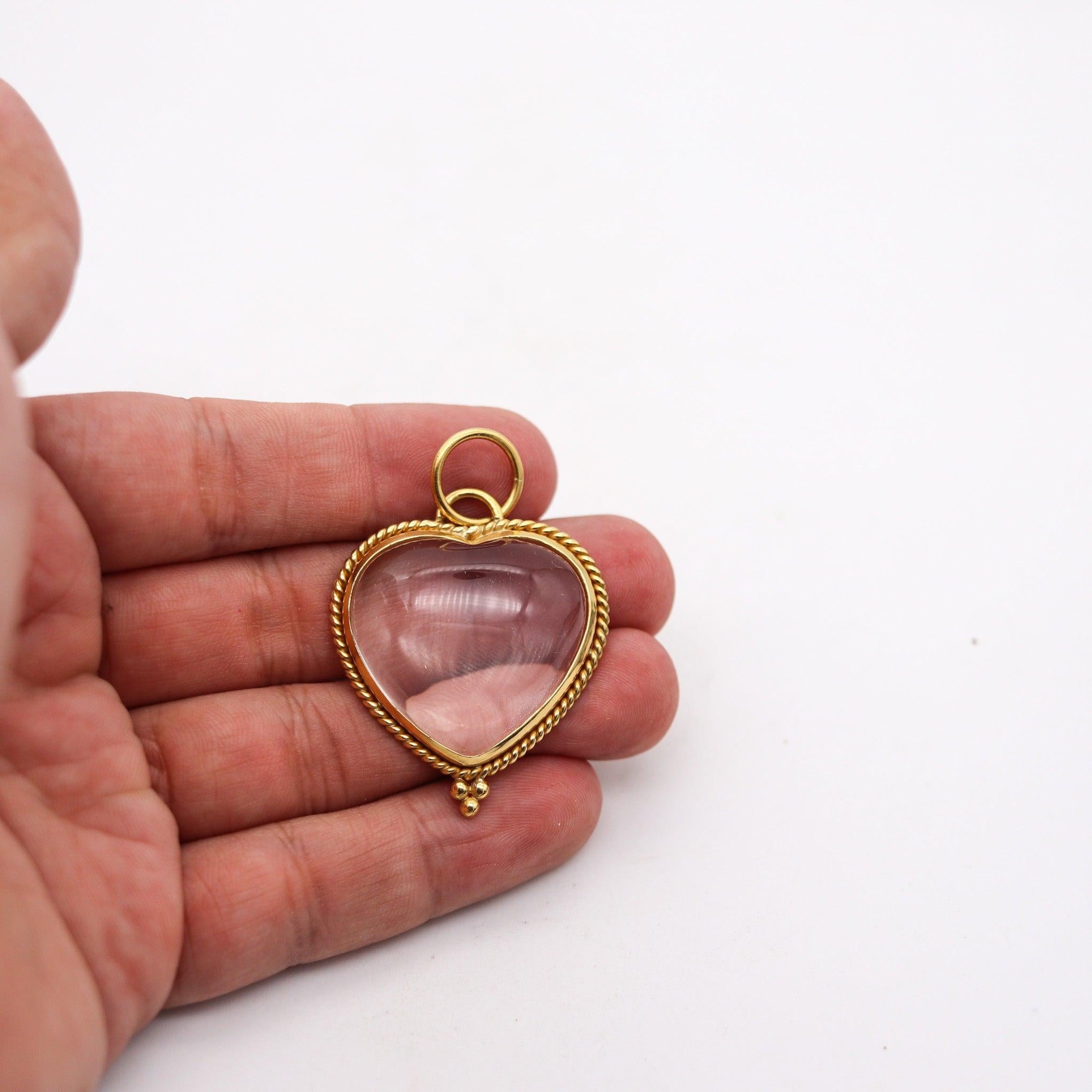 TEMPLE ST CLAIR Byzantine Heart Pendant In 22Kt Gold And 35 Ctw Rock Quartz 4