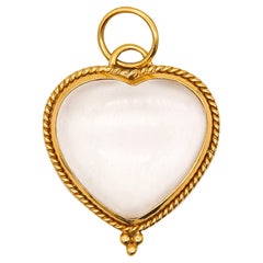 TEMPLE ST CLAIR Byzantine Heart Pendant In 22Kt Gold And 35 Ctw Rock Quartz