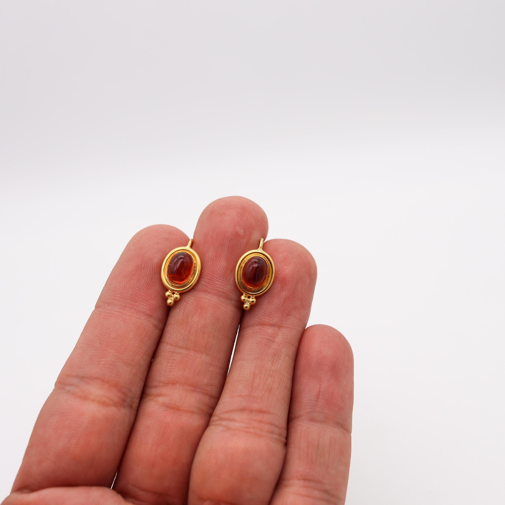 TEMPLE ST CLAIR French Dangle Earrings In 22Kt Yellow Gold With Oval Citrines In Excellent Condition In Miami, FL