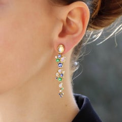 Temple St.Clair Moonstone, Sapphire, Tsavorite Garnet and Diamond Earrings