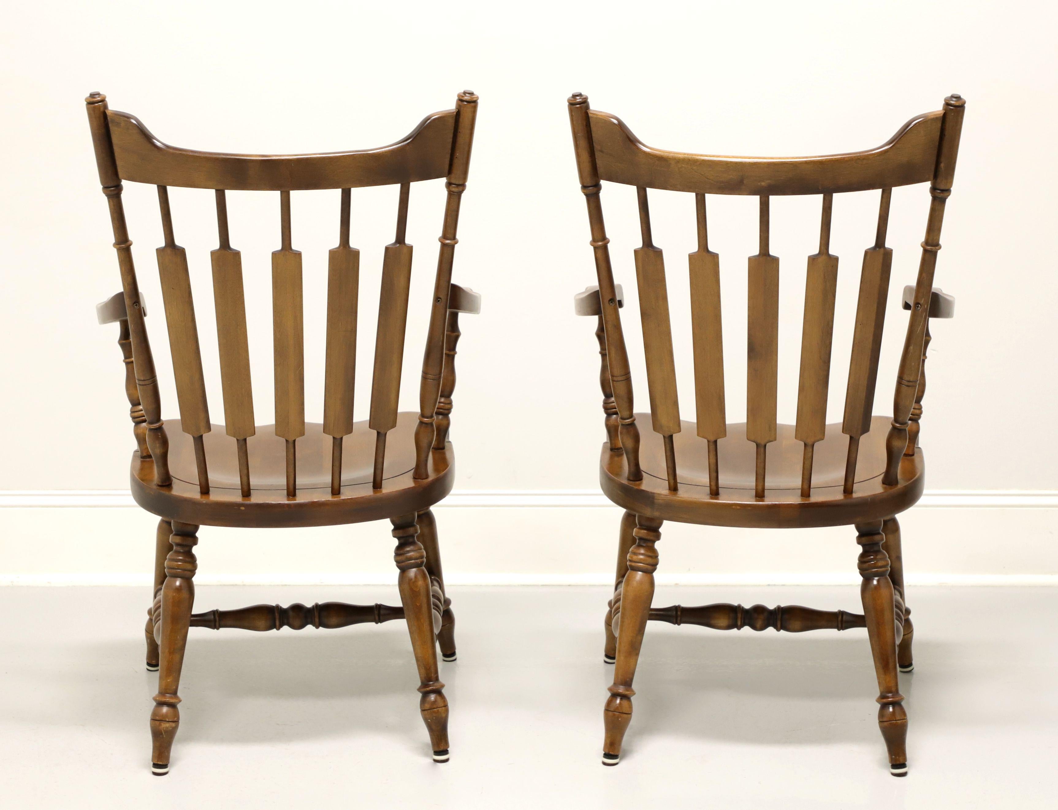 American Colonial TEMPLE STUART Rockingham Solid Maple Windsor Cattail Dining Armchairs - Pair