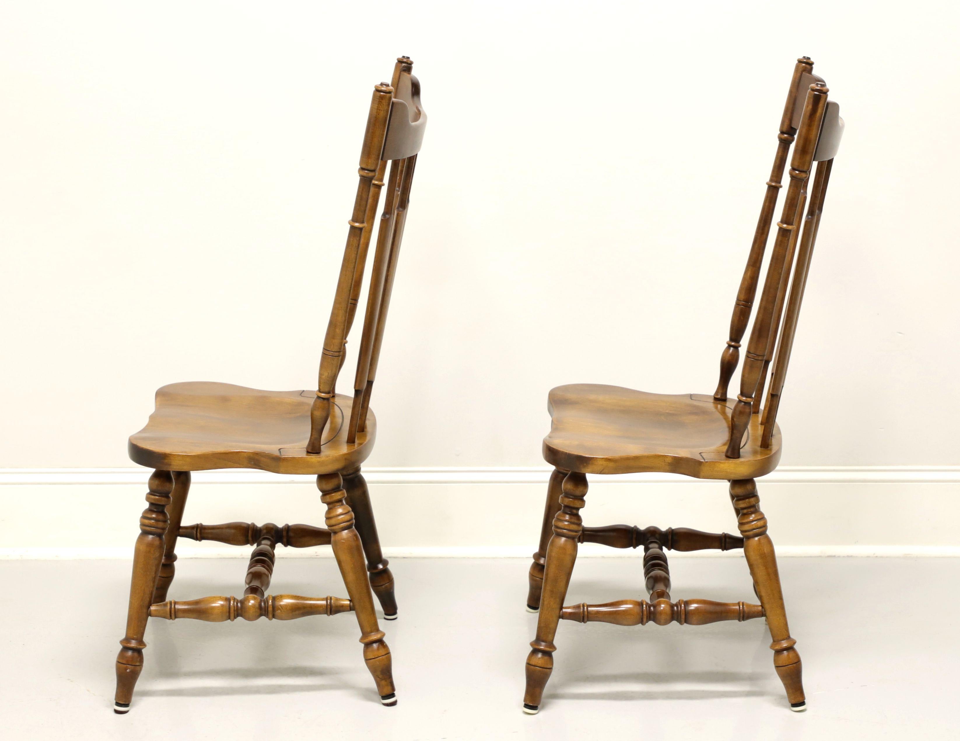 American Colonial TEMPLE STUART Rockingham Maple Windsor Cattail Dining Side Chairs - Pair