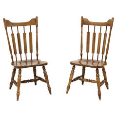 Vintage TEMPLE STUART Rockingham Solid Maple Windsor Cattail Dining Side Chairs - Pair B