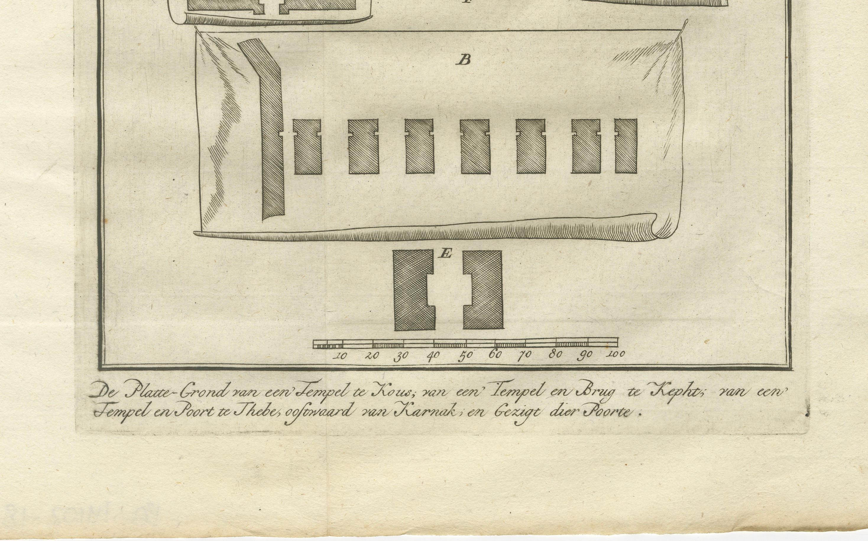 Néerlandais Temples d'El-Khuz et de Karnak avec salles à colonnes et portails - Égypte 1776 en vente