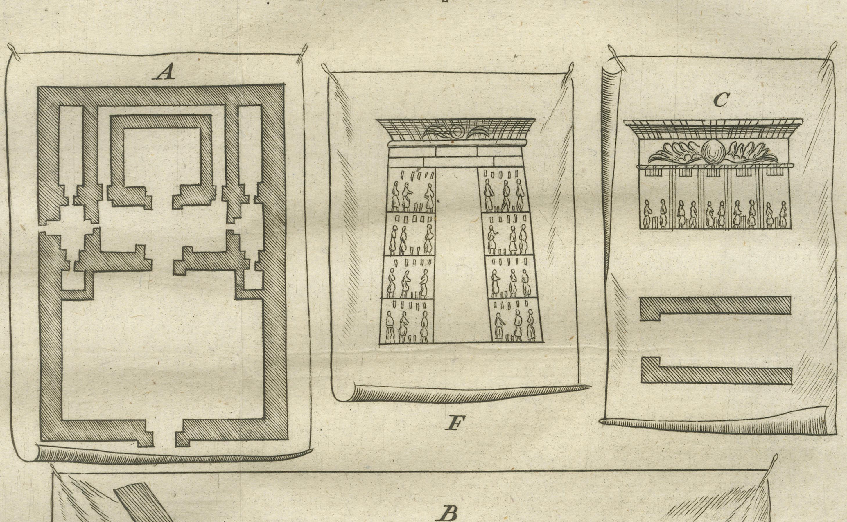 Temples d'El-Khuz et de Karnak avec salles à colonnes et portails - Égypte 1776 Bon état - En vente à Langweer, NL