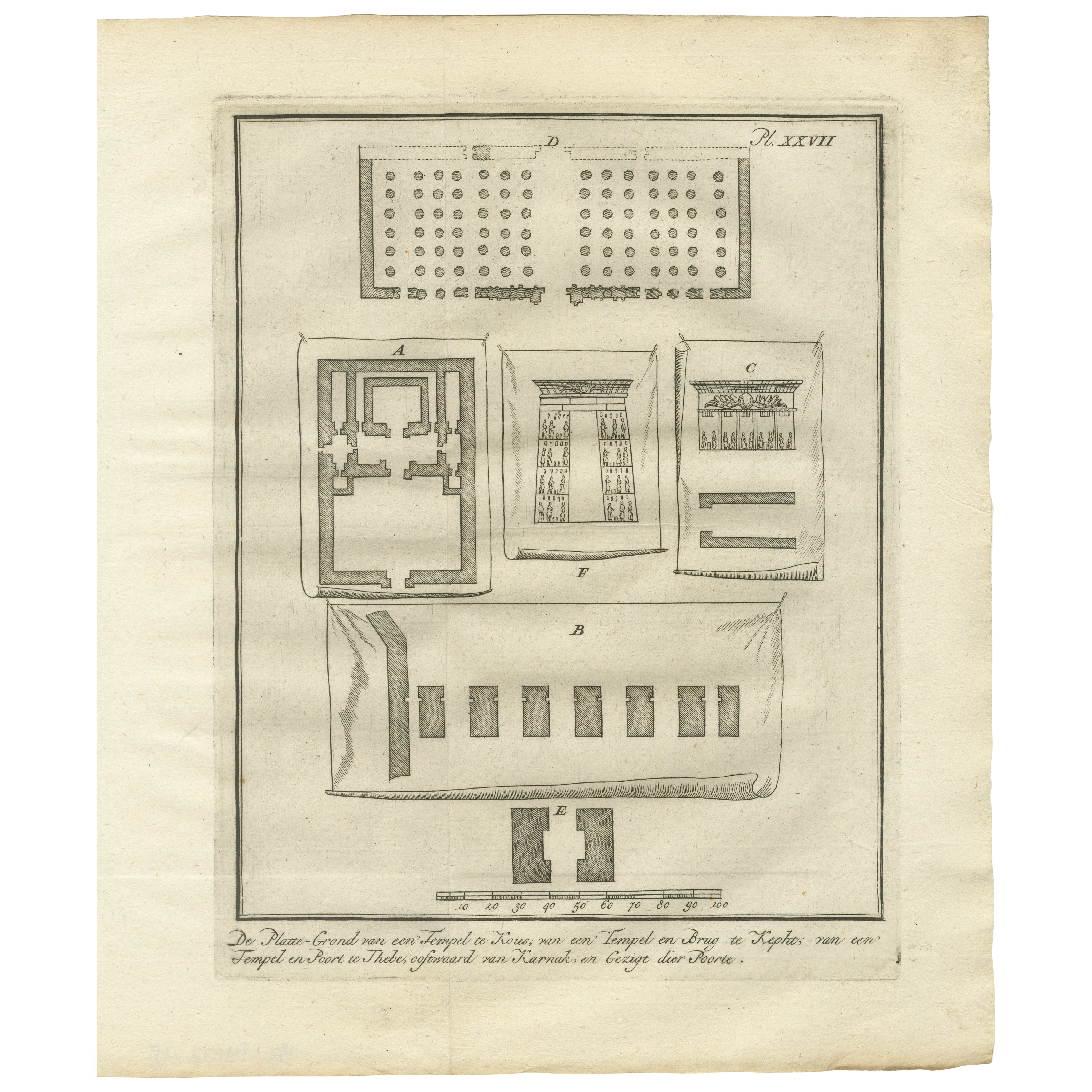 Templi di El-Khuz e Karnak con sale e porte colonnate - Egitto 1776