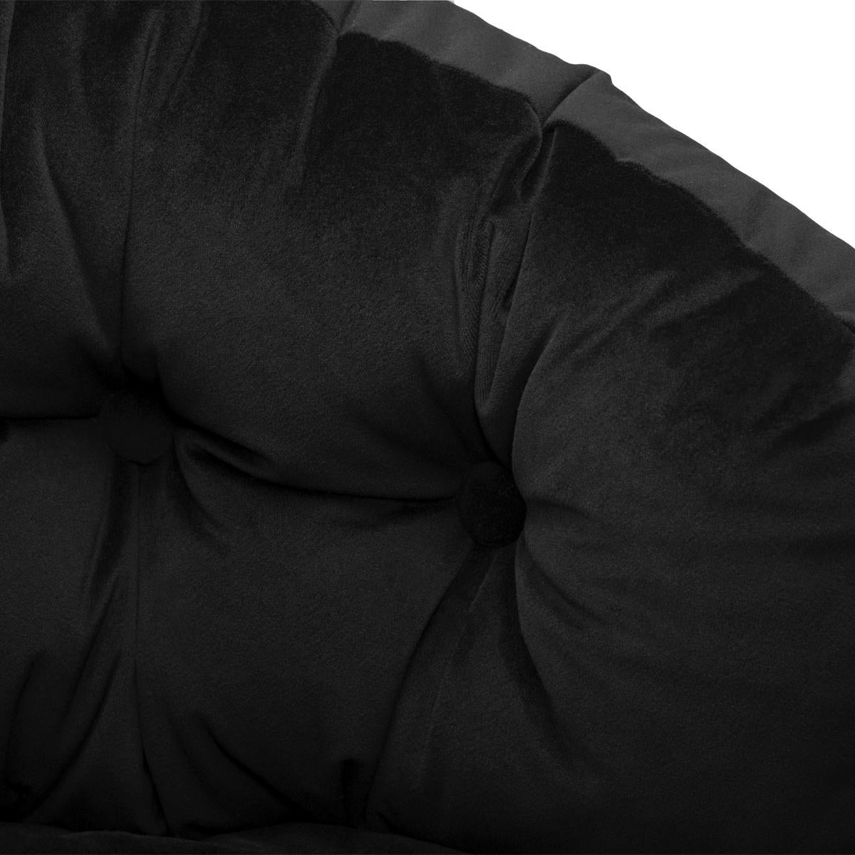 Contemporary Tempo Armchair with Black Velvet and Black Leather For Sale