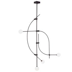 6' Tall Tempo Chandelier in Matte Black with Handblown Glass Globes