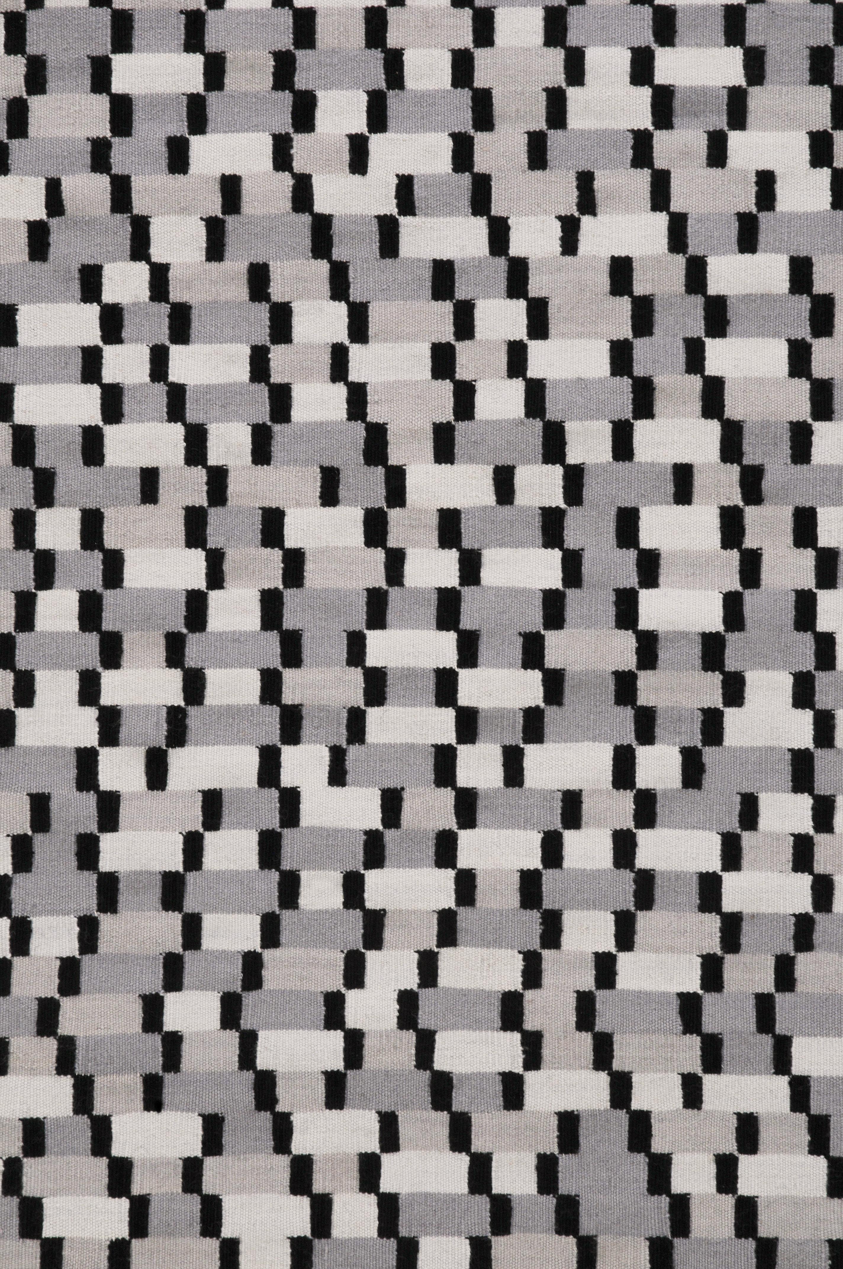 Tempo Cinque - Grau - Design Sommer Kelim Teppich Wolle Baumwolle Teppich handgewebt flach im Zustand „Neu“ im Angebot in MILANO, ML