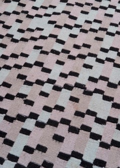 Tempo Cinque - Turquoise - Design Summer Kilim Rug Wool Cotton Carpet Handwoven