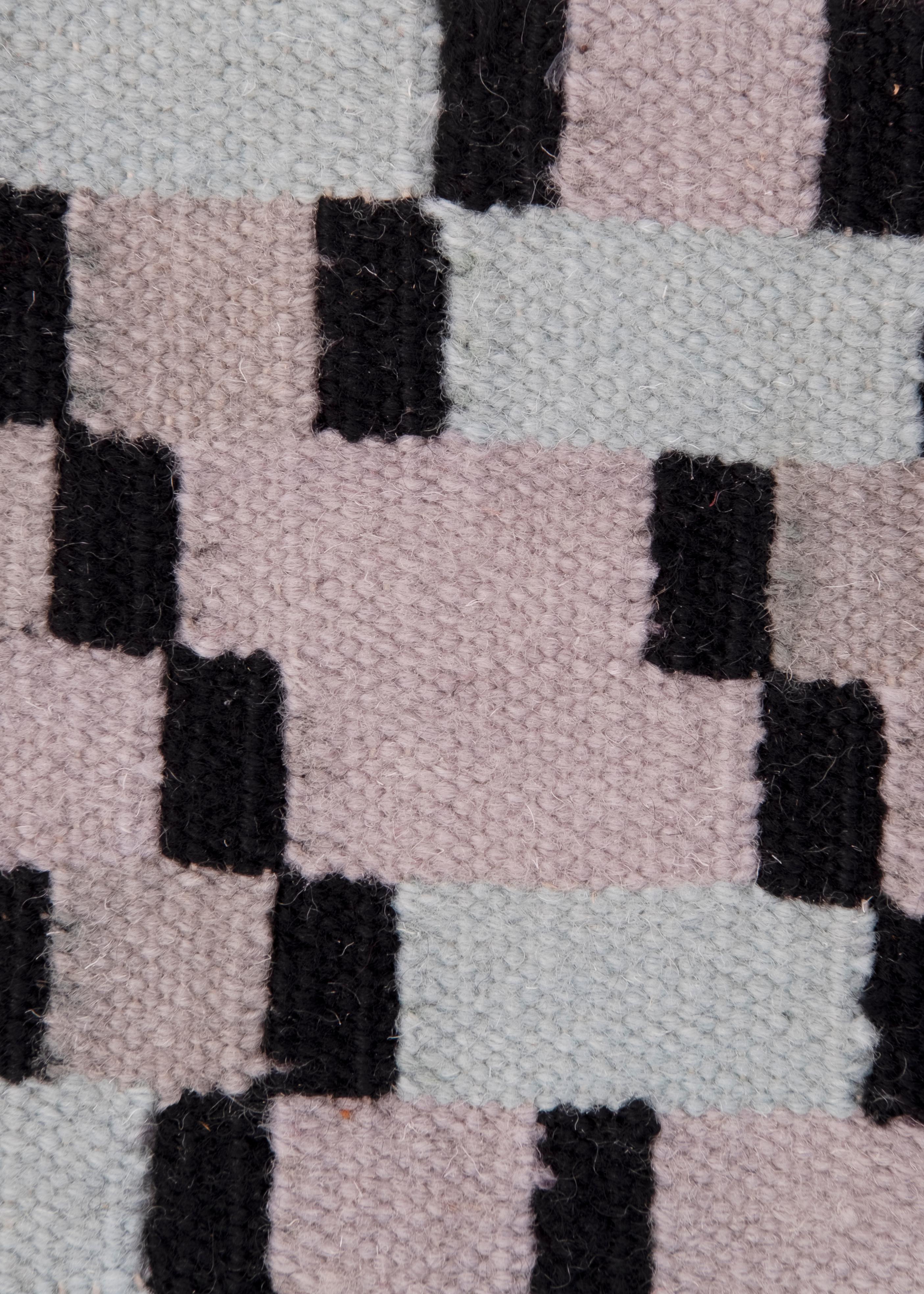 Tempo Cinque - Türkis - Design Sommer Kelim Teppich Wolle Baumwolle Teppich handgewebt im Zustand „Neu“ im Angebot in MILANO, ML